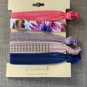 L. Erickson Pony Tail Hair Accessory Multi Color Elastic Ponytail Set of 5